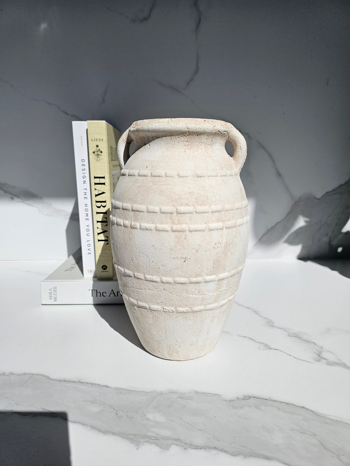 Rustic White Textured Decorative Vase