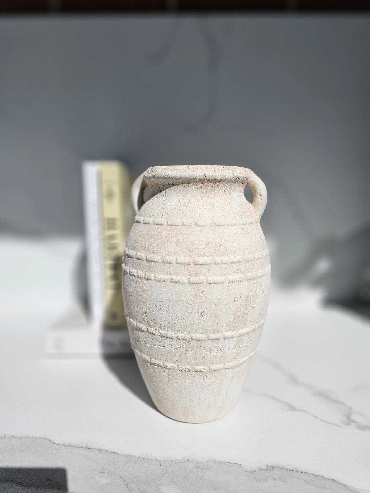 Rustic White Textured Decorative Vase