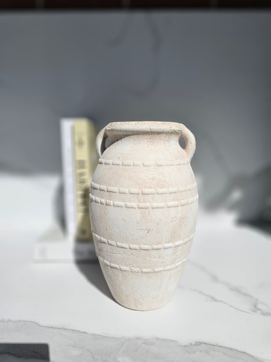 Rustic White Textured Decorative Vase